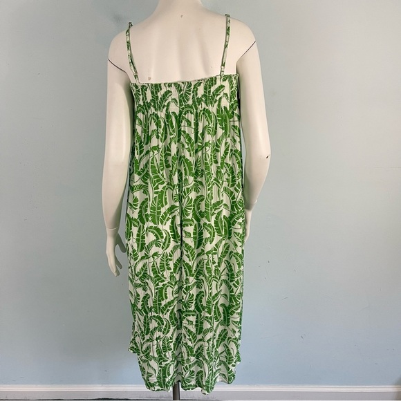 WeWoreWhat Smocked Midi Dress Size Small Vacation Resort Green Tropical Floral - Picture 9 of 13